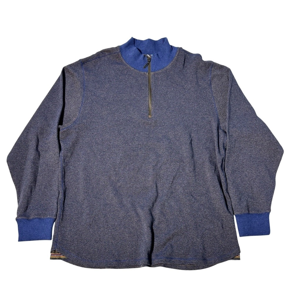 Robert Graham 1/4 Zip Sweater Mens Size 2XL Herringbone Pullover Knit‎